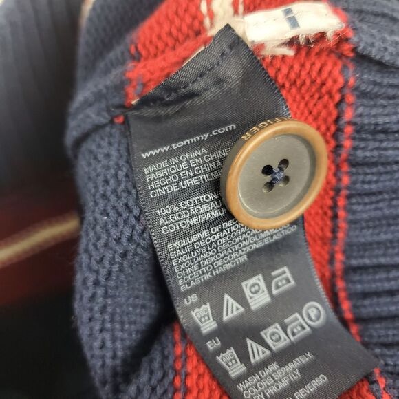 Tommy Hilfiger Knit Button Neck Sweater Navy Blue Size Large - Picture 8 of 8